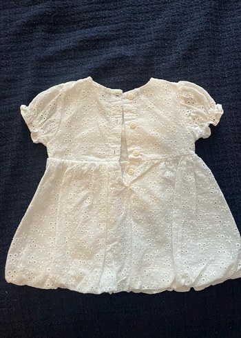 Kız Çocuk Beyaz Nakışlı Pamuklu Elbise - Görsel 2