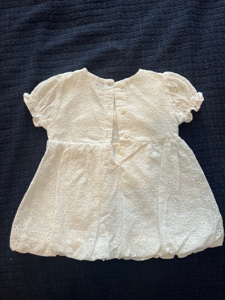 Kız Çocuk Beyaz Nakışlı Pamuklu Elbise - Görsel 2