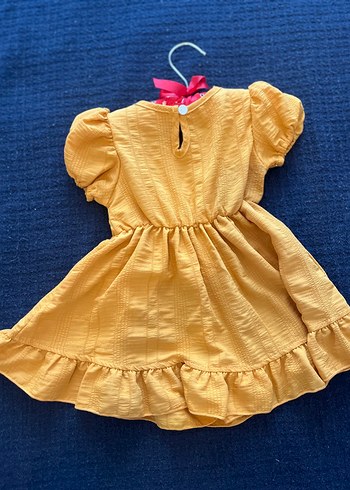 Hardal Kız Çocuk V Yakalı Fırfırlı Elbise - Görsel 2