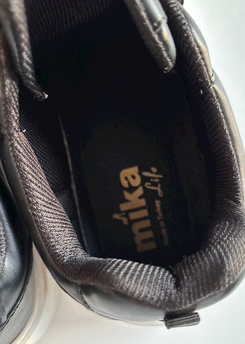 Siyah Deri Platform Topuklu Kadın Spor Ayakkabı - Görsel 3