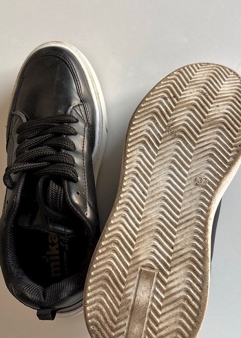 Siyah Deri Platform Topuklu Kadın Spor Ayakkabı - Görsel 4