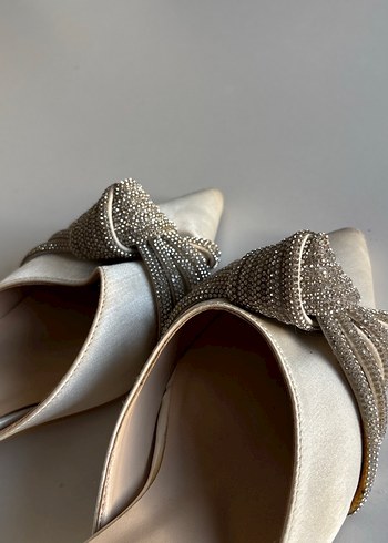 Beyaz Stiletto Topuklu Kadın Abiye Ayakkabı - Görsel 3