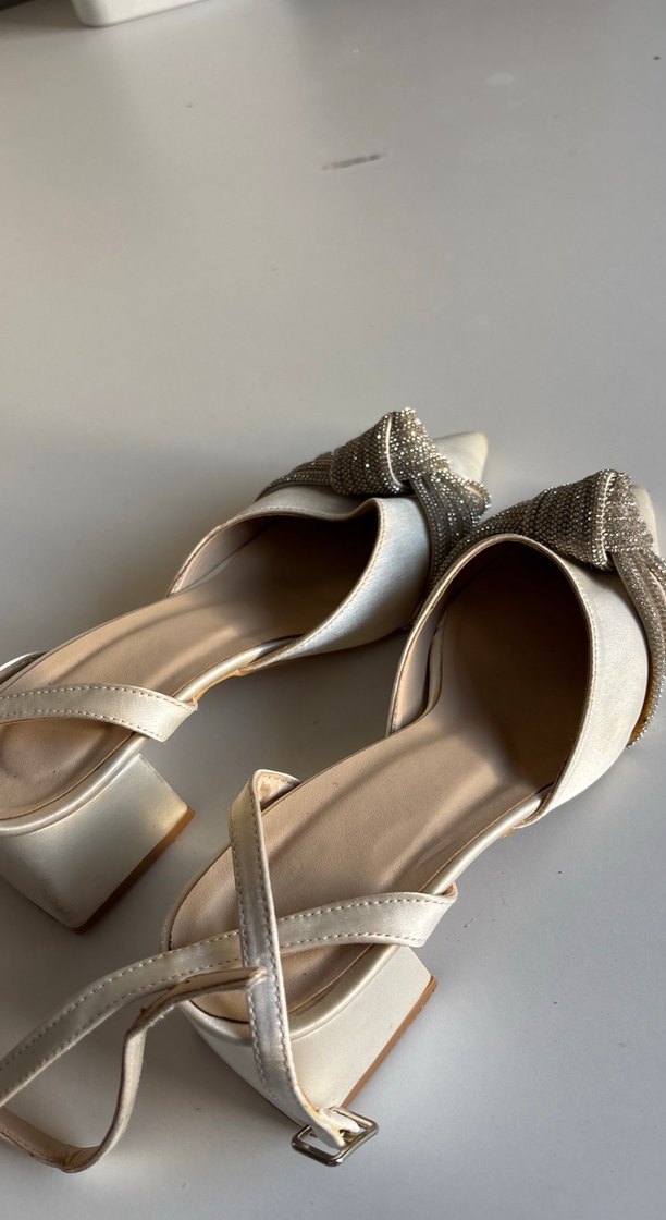 Beyaz Stiletto Topuklu Kadın Abiye Ayakkabı - Görsel 2