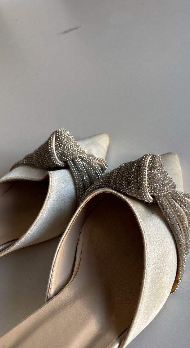 Beyaz Stiletto Topuklu Kadın Abiye Ayakkabı - Görsel 3