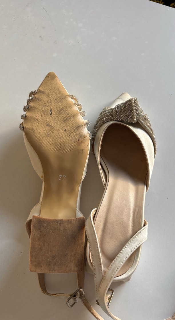 Beyaz Stiletto Topuklu Kadın Abiye Ayakkabı - Görsel 5