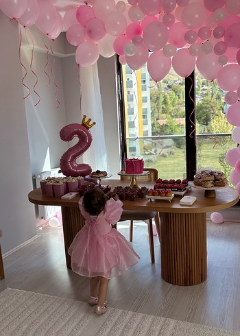 Pembe Fırfırlı Kız Çocuk Elbisesi - Görsel 2