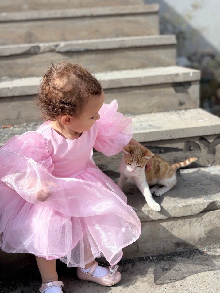Pembe Fırfırlı Kız Çocuk Elbisesi - Görsel 4