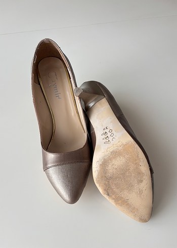 Bej Yılan Desenli Pliseli Stiletto - Görsel 4