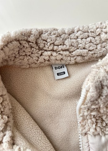 Kız Çocuk Bej Peluş Fermuarlı Ceket - Görsel 3