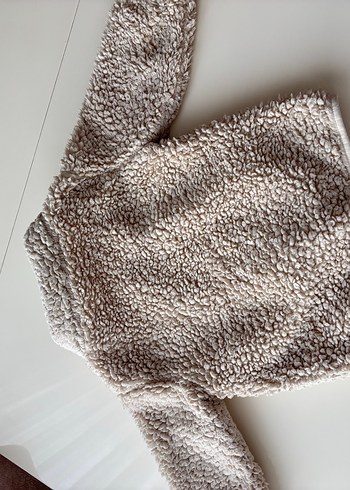 Kız Çocuk Bej Peluş Fermuarlı Ceket - Görsel 5
