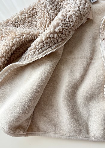 Kız Çocuk Bej Peluş Fermuarlı Ceket - Görsel 2