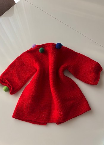Kız Çocuk Kırmızı Örgü Hırka - Görsel 2