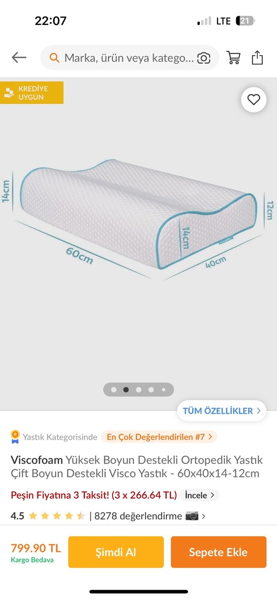 Çift Boyun Destekli Viscofoam Ortopedik Yastık - Görsel 2