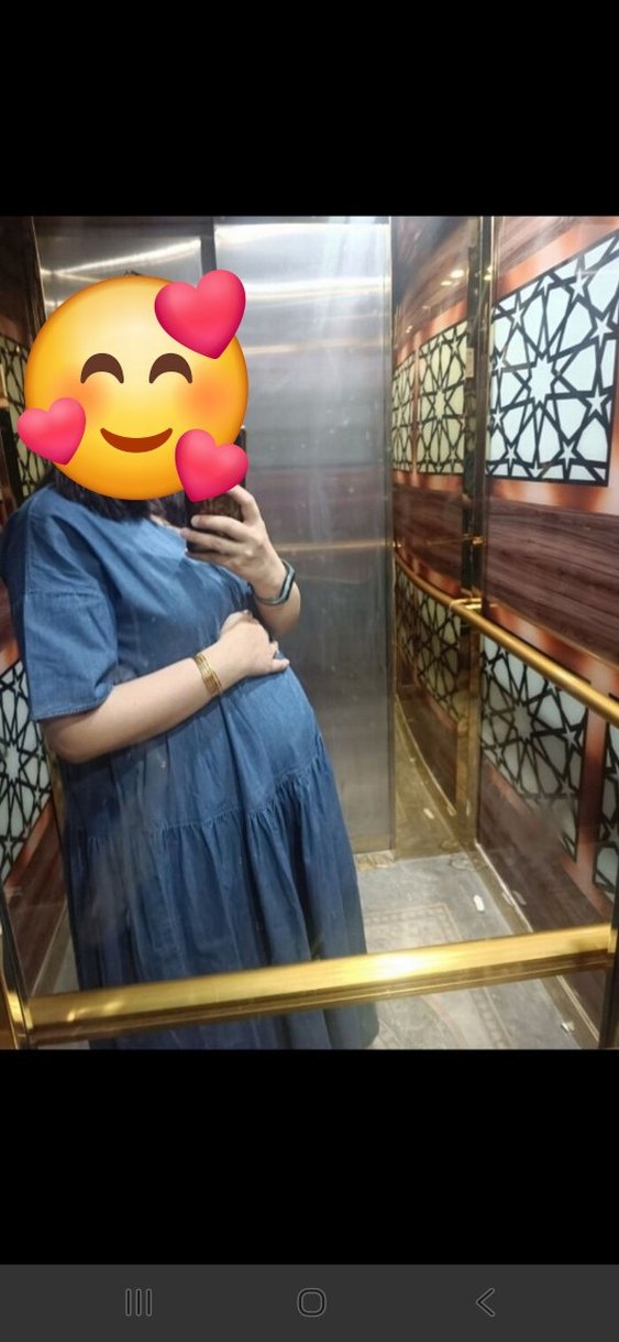 Mavi Baskılı Uzun Denim Elbise - Görsel 3