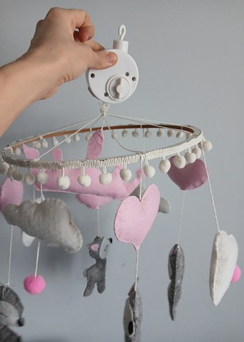 Nakışlı Pamuklu Pembe Gri Bebek Dönencesi - Görsel 3