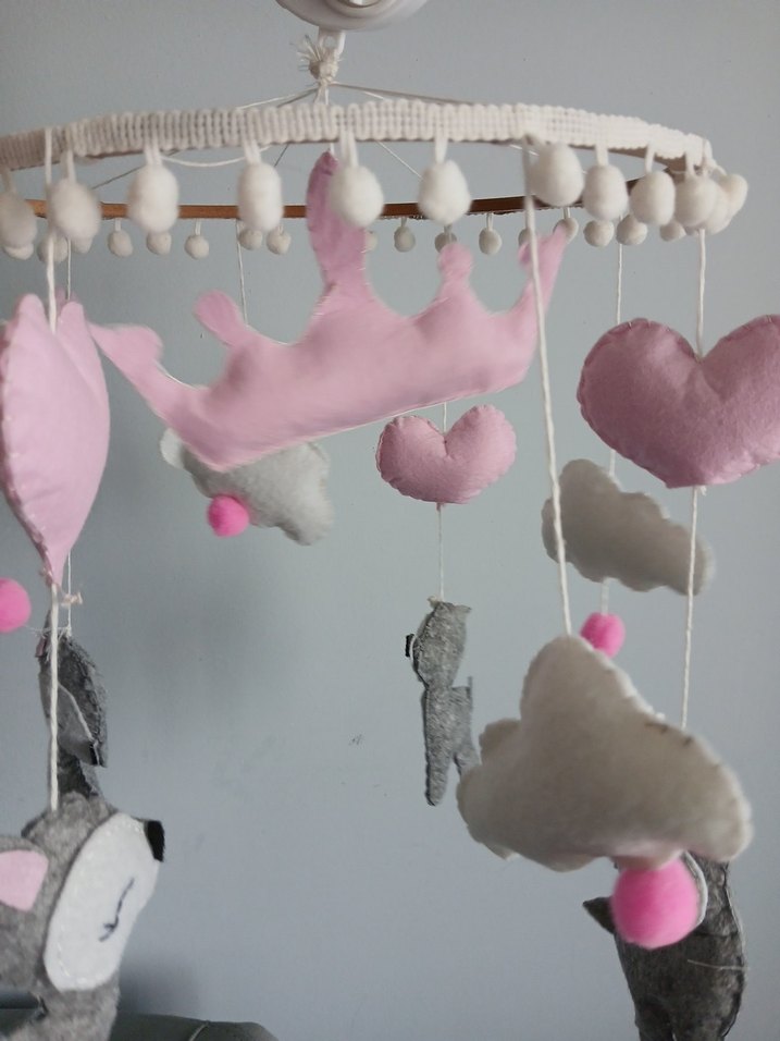 Nakışlı Pamuklu Pembe Gri Bebek Dönencesi - Görsel 2