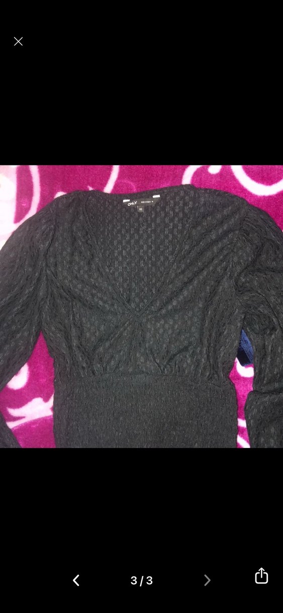 gotik Siyah V-Yaka Uzun Kollu Bluz - Görsel 2