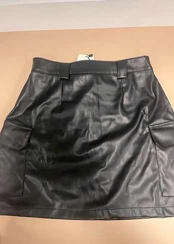 Siyah Deri Kemerli Mini Etek - Görsel 2
