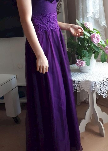 Mor Uzun Abiye Elbise - Görsel 5