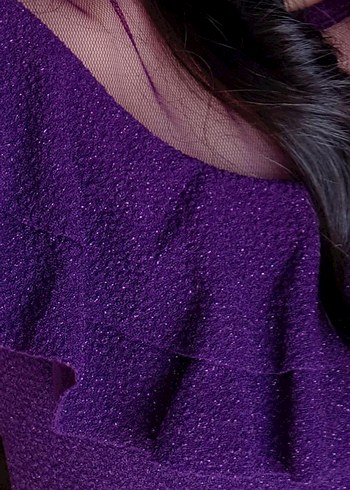 Mor Uzun Abiye Elbise - Görsel 3