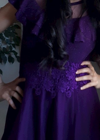 Mor Uzun Abiye Elbise - Görsel 6