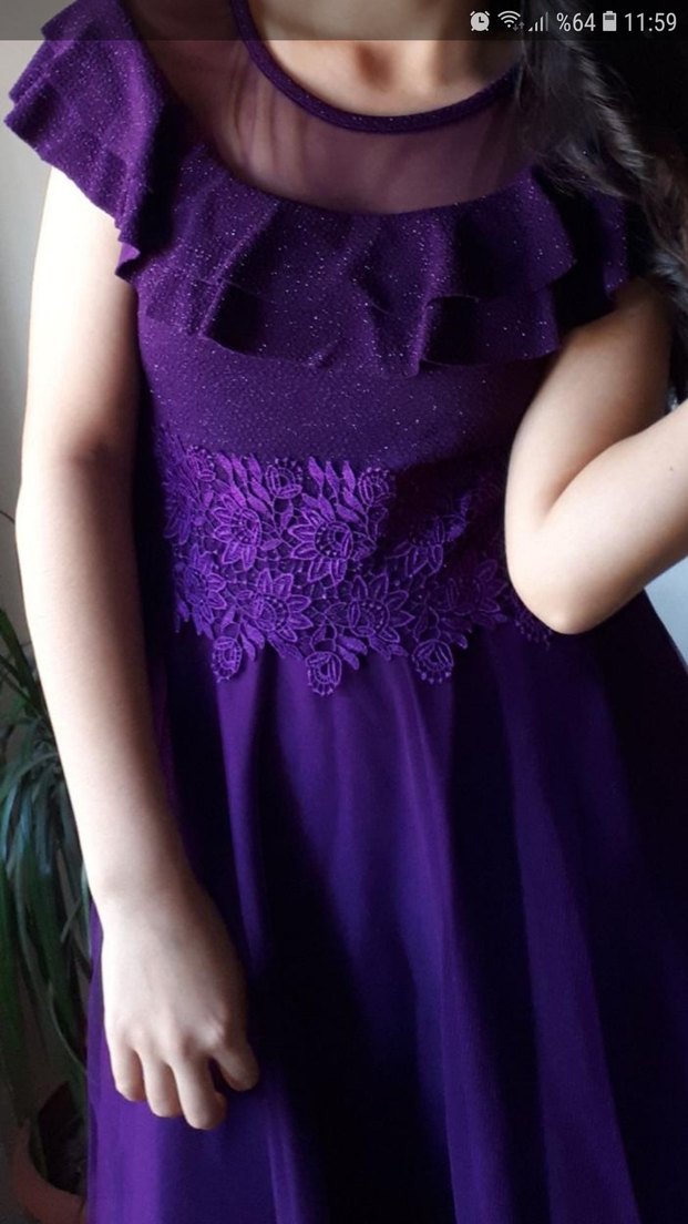 Mor Uzun Abiye Elbise - Görsel 4