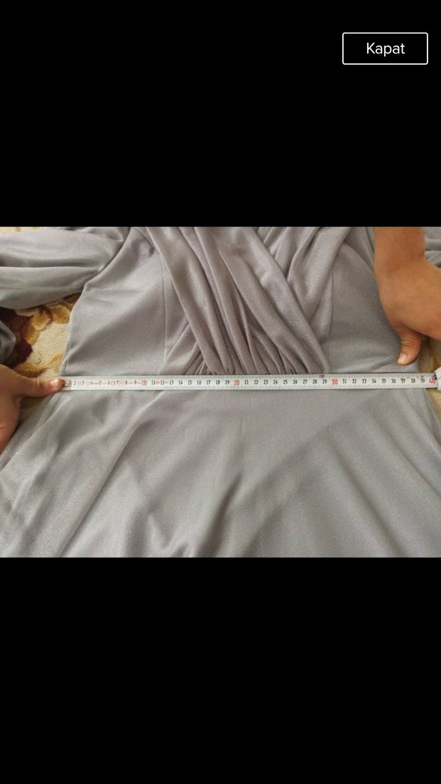 Gri Uzun Drapeli Kadın Abiye Elbise - Görsel 4