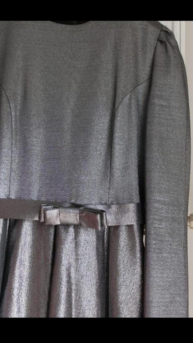 Uzun Kollu Gri Drapeli Kadın Abiye Elbise - Görsel 5