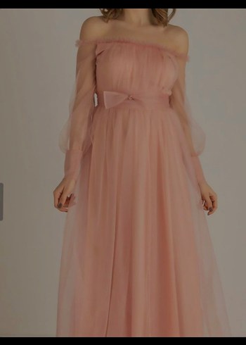 Pembe Vintage Bohem Uzun Abiye Elbise - Görsel 5