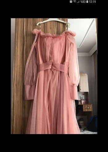 Pembe Vintage Bohem Uzun Abiye Elbise - Görsel 2