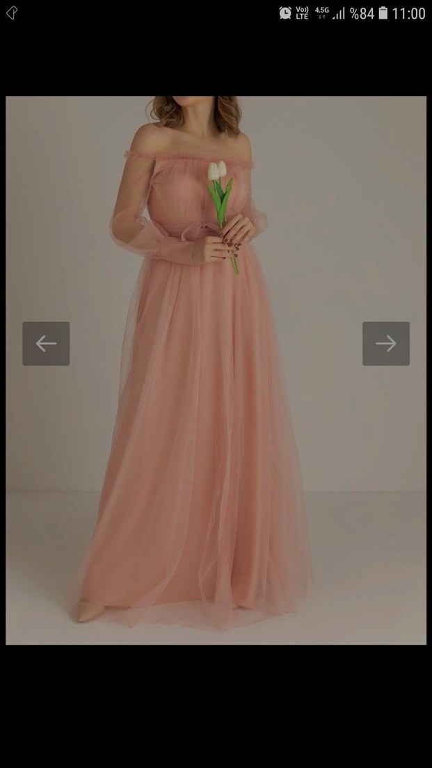 Pembe Vintage Bohem Uzun Abiye Elbise - Görsel 4