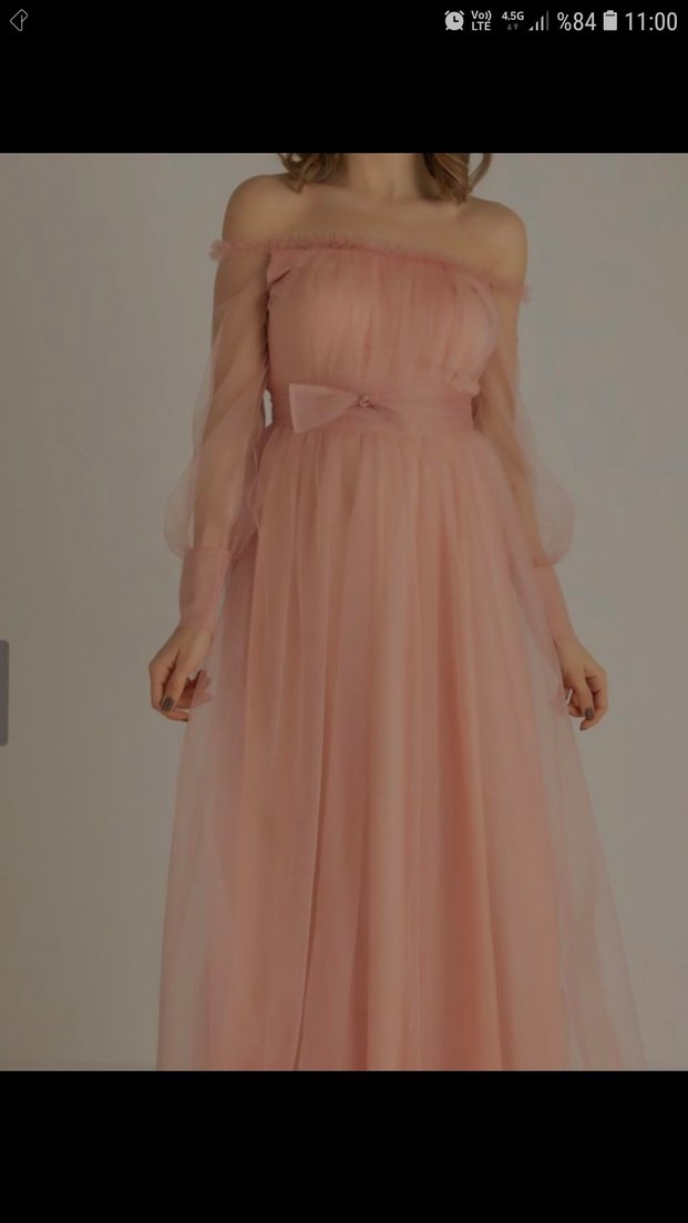 Pembe Vintage Bohem Uzun Abiye Elbise - Görsel 5