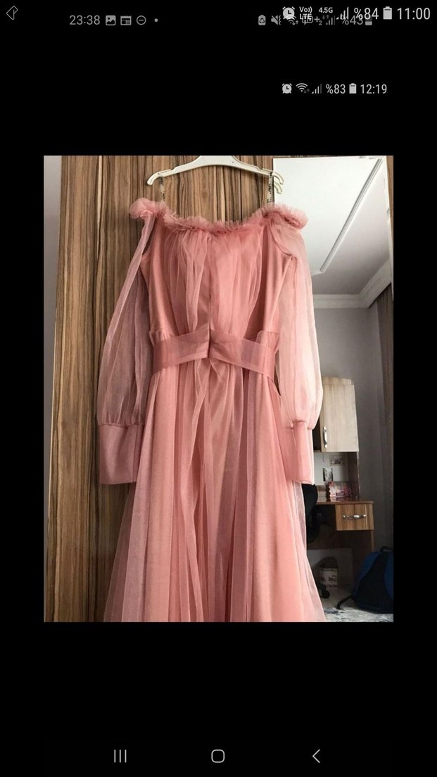 Pembe Vintage Bohem Uzun Abiye Elbise - Görsel 2