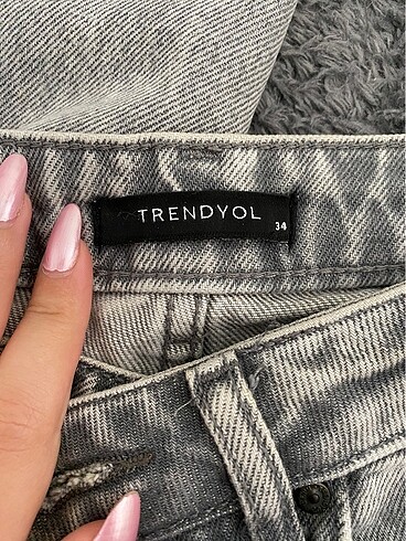 34 Beden Trendyolmilla gri 90?s wide leg jean