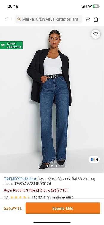 34 Beden lacivert Renk Trendyolmilla koyu mavi straight jean