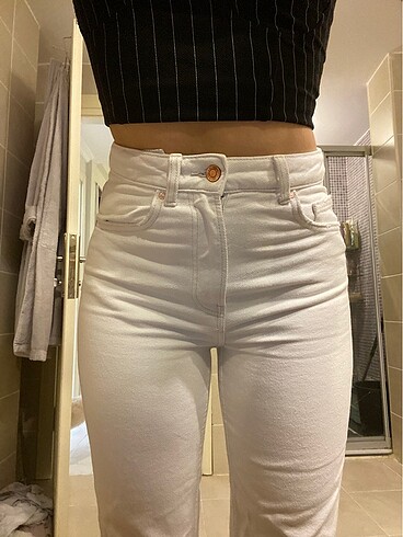 bershka mom jean beyaz