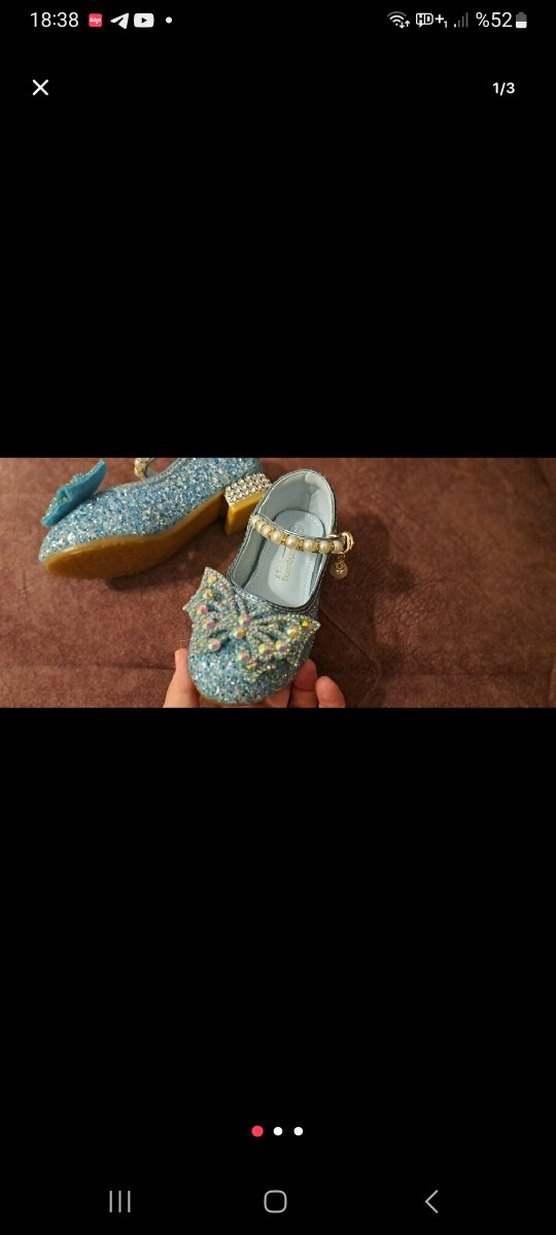 Boncuk İşlemeli Mavi Kız Çocuk ayakkabı - Görsel 2