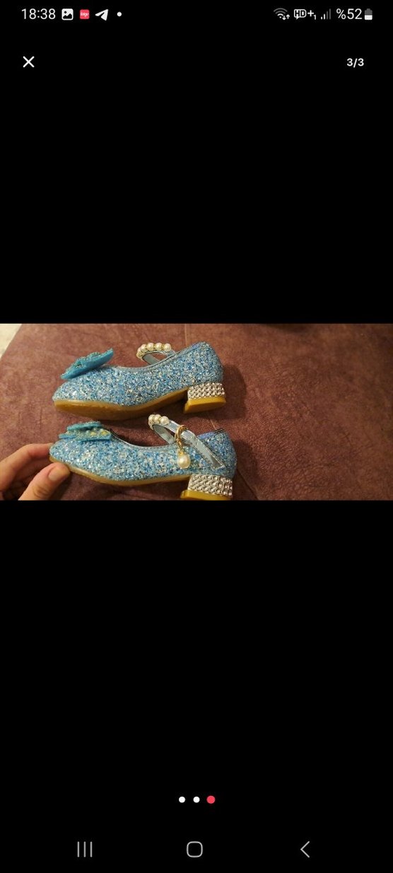 Boncuk İşlemeli Mavi Kız Çocuk ayakkabı - Görsel 3