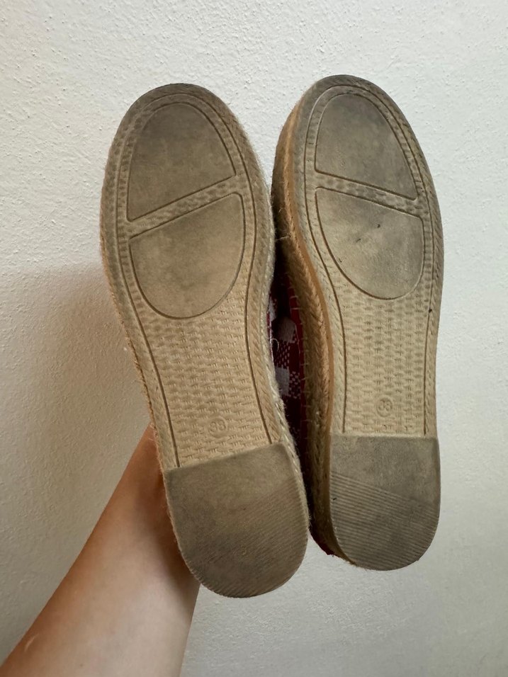 Kırmızı Kareli Kadın  Espadril - Görsel 5