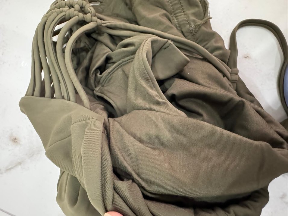 Kadın Haki İnce Askılı Midi Mayo - Görsel 4