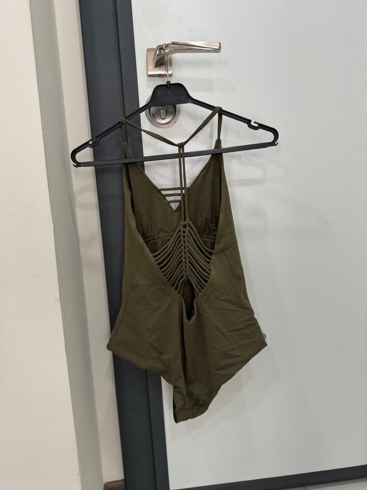 Kadın Haki İnce Askılı Midi Mayo - Görsel 2