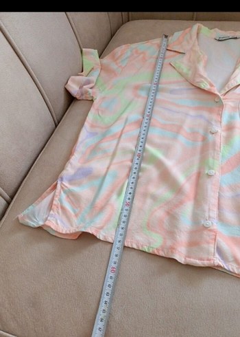 s Beden çeşitli Renk Kadın Pastel Renkli Tie-Dye Düğmeli Gömlek