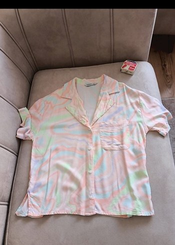 Kadın Pastel Renkli Tie-Dye Düğmeli Gömlek