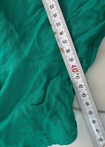 Düğmeli V Yaka Kısa Kollu Yeşil tulum - Görsel 7