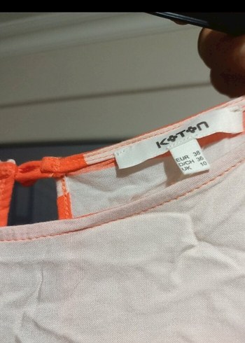 38 Beden turuncu Renk Turuncu Beyaz Çizgili Kısa Kollu Kadın Tişört