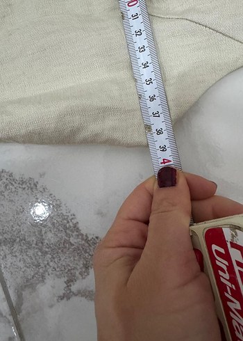 Bej Keten Düğmeli Mini elbise - Görsel 5