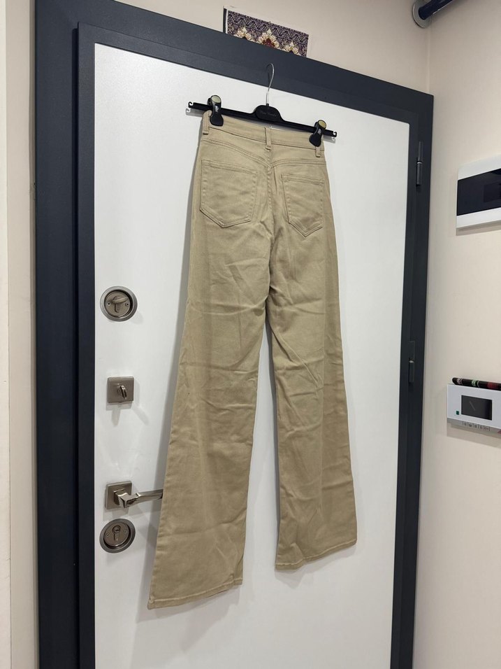 Bej Regular Fit Keten Kadın Pantolon - Görsel 2