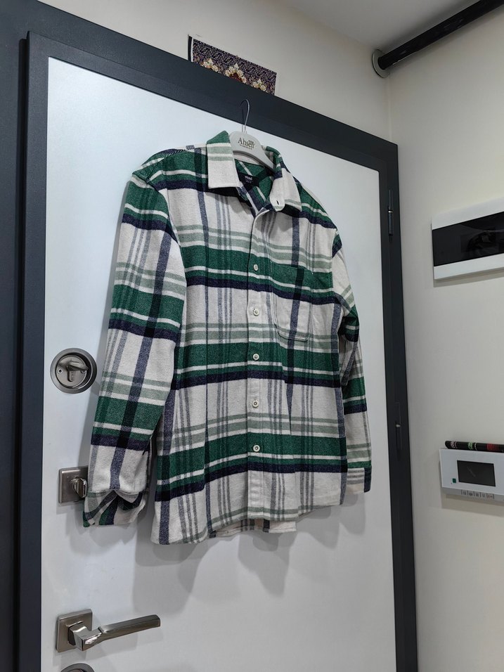 Erkek Yeşil Düğmeli Pamuklu Gömlek - Görsel 3