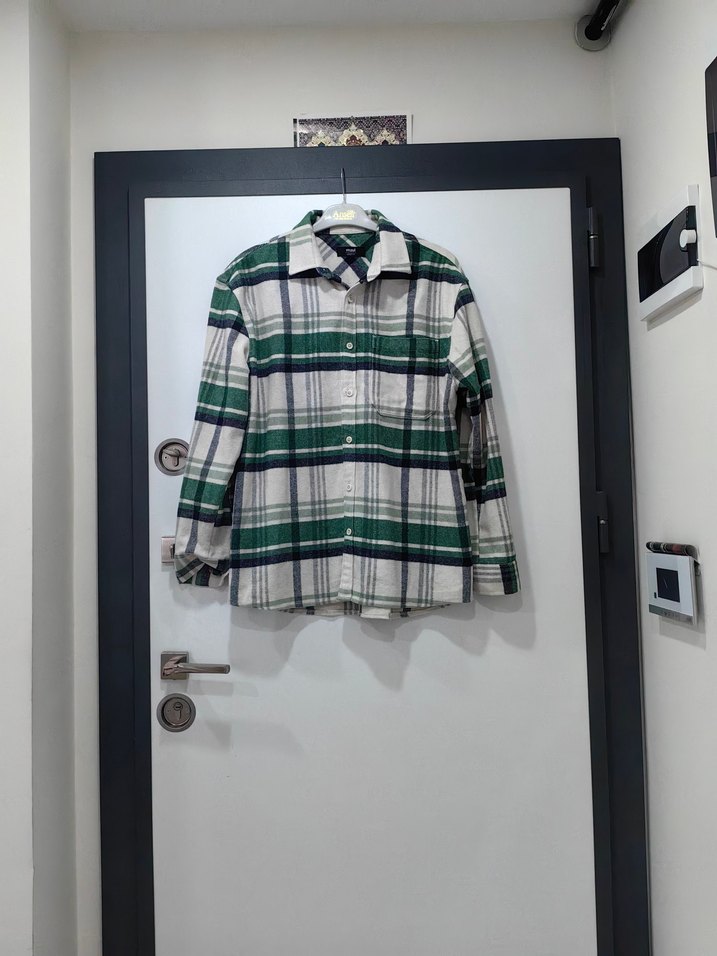 Erkek Yeşil Düğmeli Pamuklu Gömlek - Görsel 2