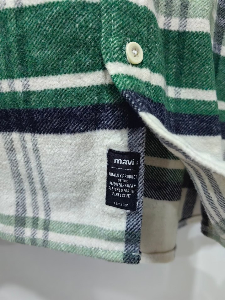 Erkek Yeşil Düğmeli Pamuklu Gömlek - Görsel 4